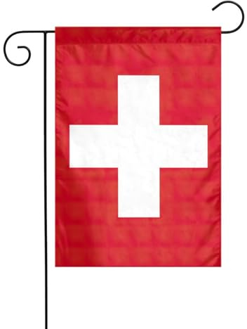 Bandiera svizzera da giardino su entrambi i lati, 30,5 x 45,7 cm, bandiere per decorazioni all'aperto e vacanze, bandiera da cortile durevole