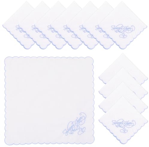 HuhWafee 12 Stück Hochzeitstaschentuch aus bestickter Spitze 60s Baumwolle weiße Taschentücher personalisiertes Stickerei Taschentuch Hochzeitszubehör für Braut Bräutigam Hochzeitstag Geschenk