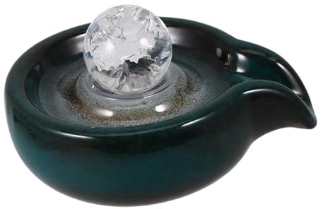 NOLITOY Pièce en Céramique de Fontaine Décorative pour Cascade de Jardin, Bec de Fontaine Extérieure, Décoration Intérieure et Extérieure, Vert Paon Boule Cristal, Accessoire Solide