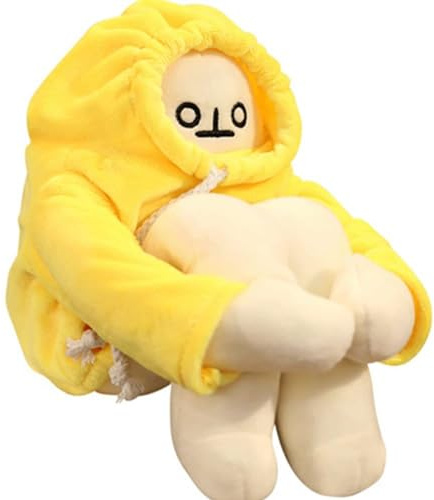 Sixfox Poupée banane en peluche de 40 cm avec aimant - Coussin en peluche amusant interchangeable - Jouet de décompression - Cadeau d'anniversaire