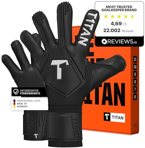 T1TAN Legend utvikbara målvaktshandskar, med fingerskydd för träning och match, barn och vuxna, professionella handskar, 4 mm geckogrepp, storlek 9