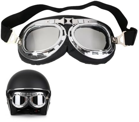 RQcMid Fliegerbrille, Motorradbrille, Retro Pilotenbrille für Damen und Herren, Motorradbrille für Brillenträger, Klare Sicht und Stilvolle Optik, Leicht und Bequem