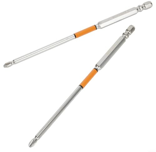 Lot de 2 embouts de tournevis cruciformes PH2 en alliage Hrc62 avec tige hexagonale de 6,35 mm pour acier électrique et perceuses (150 mm)