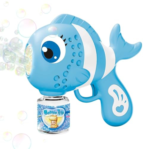 Automatisk såpbubbelmaskin – 20 x 15 x 12 cm tvålbubbelleksak | slät tvåldispenser, rolig fiskdesign, bärbar blåleksak för flickor, födelsedag, påsk, trädgård