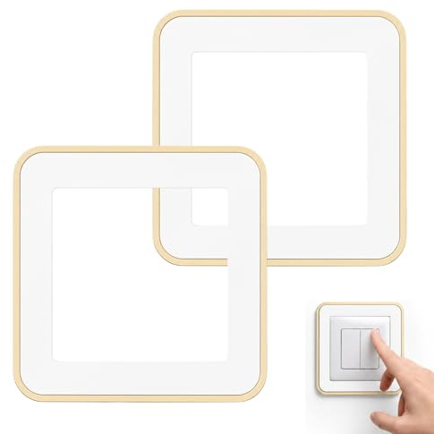 White Light Switch Surround for UK 86x86mm Switches – 2 Pack Self-Adhesive Acrylic Cover Plate, Decorative Socket Surround for Home Wall Decoration