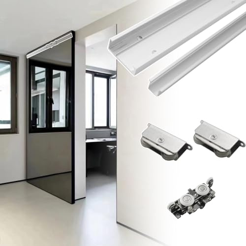 Kit de herrajes invisibles para puertas correderas con mecanismo de cierre suave para armarios modernos y puertas empotrables