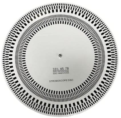 FVDPWYE Drehzahlmesser für Plattenspieler, Stroboskop Scheibentests, Drehzahlerkennung (33 1/3, 45, 78 U/min), Langlebigkeit, Einfache Bedienung, Matte, Weiß