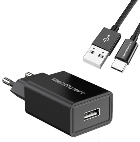 TechExpert - Kit Chargeur Compatible tablettes et Smartphones avec Port USB Type C Noir 5V 2A 10Watts