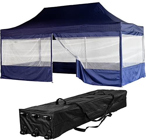 INSTENT Alu-Pavillon 3 x 6 m Pro 4 Seitenteile wasserdicht UV-Schutz 50+, blau