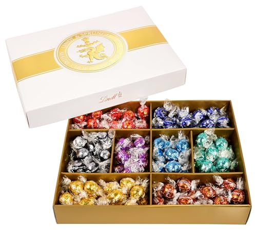 Lindt Schokolade | LINDOR Kugeln Classic Box, 1568g, Geschenk, Großpackung | ca. 126 LINDOR Kugeln in Milch, Feinherb, Weiß, Haselnuss, 60 %, Pistazie, Stracciatella & Cocos, zum Teilen und Verschenken