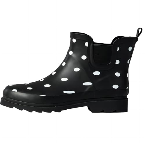 GUGUMIMI Bottes de pluie courtes en caoutchouc pour femme - Imperméables, antidérapantes, confortables - Bottes en caoutchouc doublées pour le jardin, la boue et la neige - Pointure 37-41, Points