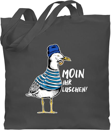 Shirtracer - Baumwolltasche - Sprüche Statement - Moin ihr Luschen - Coole Möwe - Weiß