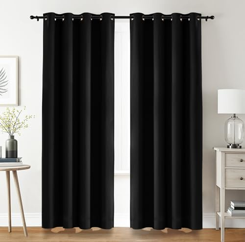 Schwarz 140x245cm Utopia Home 2er-Set Verdunkelungsvorhänge mit Ösen