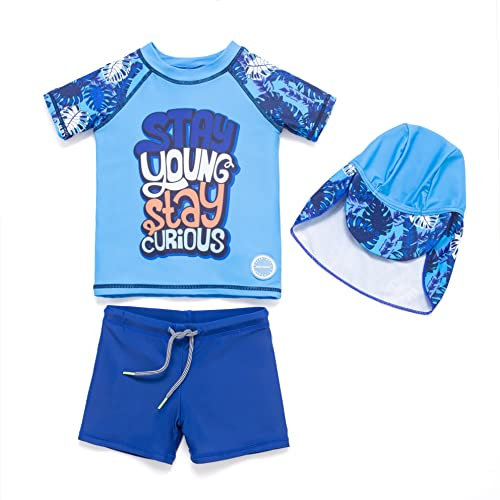 Soui Conjunto de ropa de protección solar para bebé de dos piezas, protección UV 50+, azul, 6-9 meses