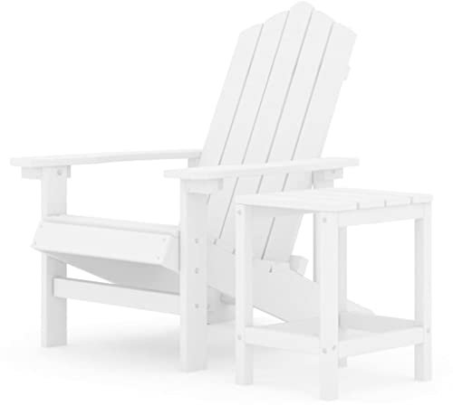 vidaXL Adirondack Gartenstuhl mit Tisch Gartenmöbel Gartensessel Stuhl Terrassenstuhl Balkonstuhl Stühle Sitzgarnitur Sitzgruppe HDPE Weiß