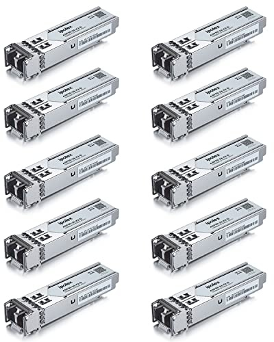 ipolex 10 PCS Transceptor LC multimodo SFP SX 1G, módulo Mini-Gbic 1000Base-SX Compatible con Cisco GLC-SX-MMD, Ubiquiti UF-MM-1G, Meraki MA-SFP-1GB-SX, Netgear, Mikrotik, etc. (MMF, 850 NM, 550 m)