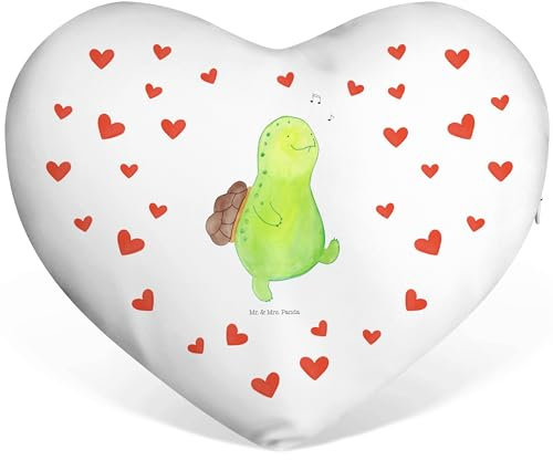 Mr. & Mrs. Panda Herzkissen Schildkröte Pfeifen - Geschenk, Depression, Verlobung, Liebeskissen, Lebensfreude, Jahrestag, Glück, Großes, Schildkröten, Valentinstag
