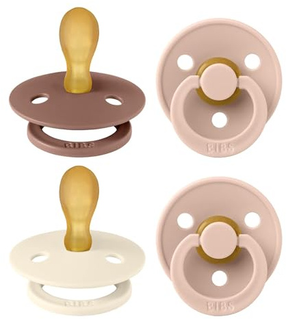 BIBS Colour Chupete, 6-18 meses, pack de 4, tetina simétrica, Blush Mix