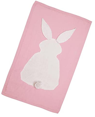 Hohopeti Kuschelige Babydecke mit 3d-hasenohren in Rosa Leichte Polyacrylfaserdecke für Neugeborene als Krabbelmatte und Bettdecke zum Schutz vor Erkältung