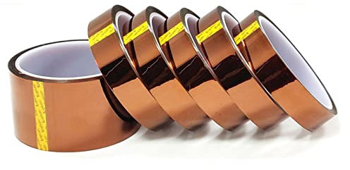 SCHIK 5/6/8/10/12/15/20 mm x 30 m, braun, hochtemperaturbeständiges Kapton-Klebeband, Polyimid, für elektrische Aufgaben/Grills/Pulverbeschichtung (Größe: 12 mm)