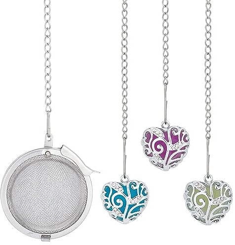 UNICRAFTALE 3 sets Infuseur à Thé en Vrac Acier Inoxydable Boule de Thé en Vrac Passoire à Thé en Maille avec Pendentifs en Cristal Strass et Pierre Lumineuse en Forme de Cœur pour Infuser le Thé