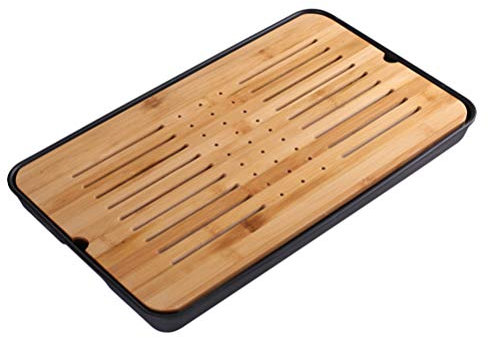 DNCG Escurridor de Madera, Bandeja de Drenaje de Cocina de Doble Capa, escurridor de bambú, Bandeja for Plato, Cuenco, Verduras, frutas/202
