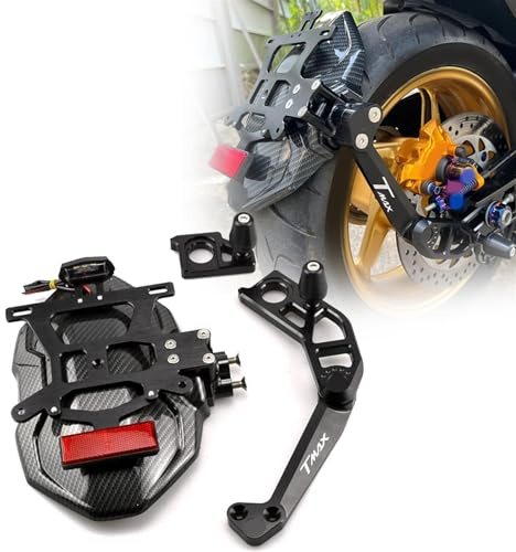 WELSAA Soporte Matrícula Guardabarros Trasero para Motocicleta, Protector contra Salpicaduras De Rueda, Marco para Matrícula para Y&amaha T-MAX560 TMAX560 TMAX 560 2020-2021 (Color : Carbon Fiber A)