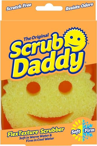 Scrub Daddy Original Yellow Washing Up Sponge, Cleaning Sponge Face Shape, Scratch-Free Sponge Kitchen, Eraser Sponge, Dirt Eraser, Cleaning Sponges Dishwasher Safe