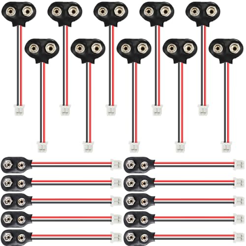 Xiatiaosann 9v Battery Connector to PH2.0 Cable, I-Type & T-Type 9 Volt Battery Clip with 2-Pin PH2.0 Connector Cord for LED Strip (20 Pack)