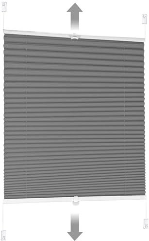 Sekey Plissee ohne Bohren Verdunkelung, Fenster Plissee Klemmfix Jalousie 50 cm breit, Verspannt Blickdicht Sonnenschutz Fensterollo, 50x130cm, Grau