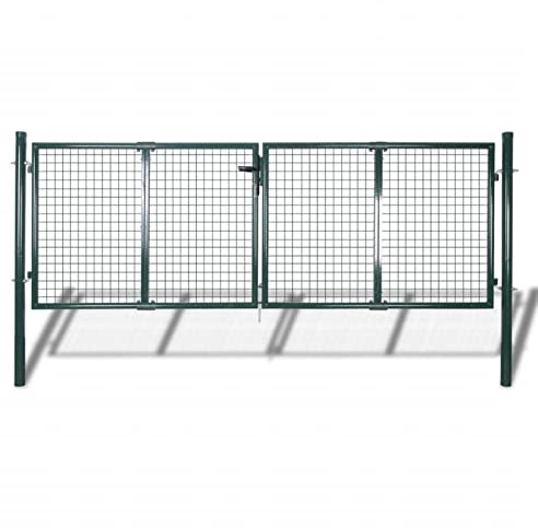 Chaduof Gartenzaun Tor, Gartentür, Gartentüren, Gartenzaun Tür, Zauntür, Flügeltore, Garten Türe, 289x125 cm/306x175 cm Stahl Grün