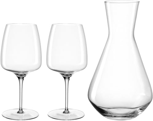 LEONARDO HOME Cesti 061975 - Set di 3 bicchieri da vino lavabili in lavastoviglie, resistenti agli urti, di alta qualità ed eleganti calici da vino con stile basso, adatti all'uso quotidiano