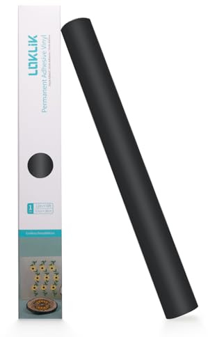 LOKLIK Self Adhesive Vinyl Roll - Permanent Vinyl for Signs, Decals & Crafts, Resistant to Outdoor Conditions & Washing - Crafting Material for Personalised Designs (Matte Black)