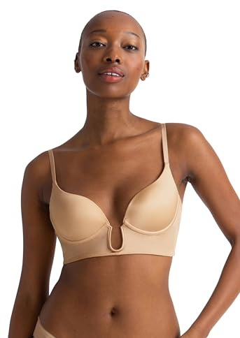DORINA Sublime Sculpt Sexig lätt vadderad BH, undercover halvbehå med gjutna skal, justerbara remmar med flera positioner, beige, Beige färg, 80E