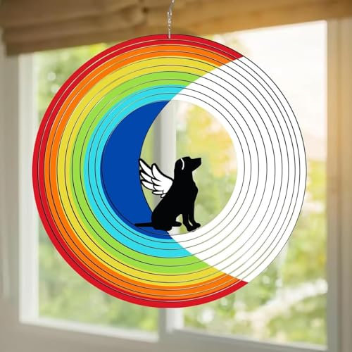 Windspiel für Hunde, 30,5 cm, 3D-Edelstahl, zum Aufhängen, kinetische Skulptur für Innen- und Außenbereich, Hofkunst, Gartendekoration