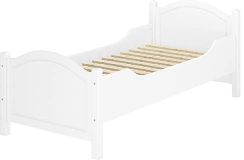 Erst-Holz Überlanges hohes Seniorenbett weiß 90x220 Holzbett Einzelbett Zubehör wählbar V-60.40W-09-220Rollrost inkl.
