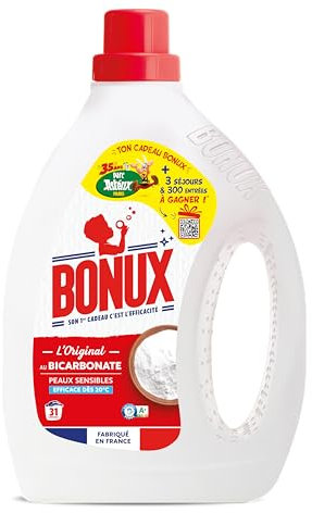 Bonux I Lessive Liquide l'Original Bouteille | Adaptée aux peaux sensibles | Nettoie en Profondeur | Pour linge Blanc et Couleur | 1,4L et 31 lavages