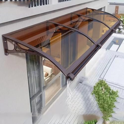 Vordach für Haustür Überdachung aus Aluminium und Polycarbonat, Transparentes Pultbogenvordach, Haustürvordach Pultvordach, Türvordach für Eingangsbereich,#4-80x150cm/32x59in