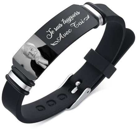 Bracelet Photo Personnalisé Bijoux Homme Femme Charm Bracelet Cadeaux Commémoratifs de Noël pour Grands-parents Mama Papa