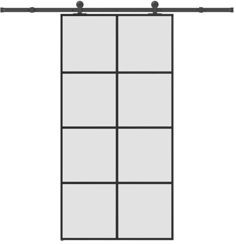 vidaXL Skjutdörr med hårdvara 102,5x205 cm ESG-glas och aluminium, skjutdörr på skena, hängande dörr