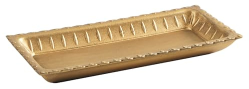 Vintage Dekotablett Gold – Rechteckiges Tablett Holz 29,5x13,5cm – Holztablett rechteckig als Deko Tablett für Couchtisch, Esstisch, Badezimmer, Sofa Tablett, Boho Deko, Home