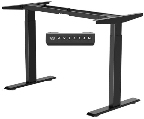 DeHong Elektrisch Höhenverstellbarer Schreibtisch Gestell, 2 Motoren, 4 Memory-Funktionen, leiser Betrieb, stabil und einfach zu montieren (Schwarz-nv)