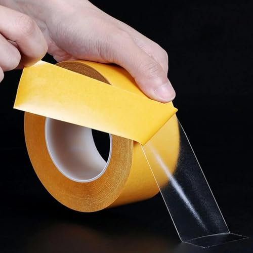 Ultra Thin Clear Double Sided Tape,25mmX50m Strong Double Sided Sticky Tape for Craft, Two Sides Sticky Tape with Transparent Adhesive Heavy Duty Strong Mounting Tape for Wall Decor Cat Training (1)