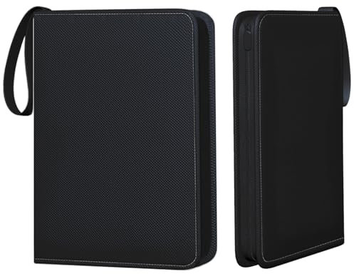 Sammelalbum 900 Karten Sammelalbum 9 fächer Sammelkarten Album Mappe Card Binder mit Schutzhülle (Schwarz)