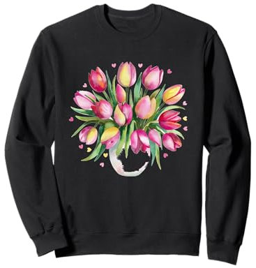 Aquarelle Bouquet de tulipes printanières mignonnes et amusantes Sweatshirt