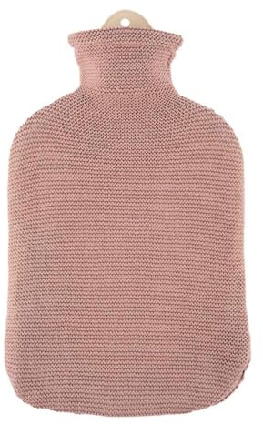 Strickbezug Baumwolle mit Wärmflasche altrosa 2 l Wärmflasche mit Baumwoll-Strickbezug