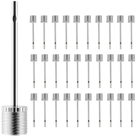 LBJFYHJN 30 Stück Edelstahl Ballpumpe, Nadel Ballpumpe auf Pumpe, Fussballpumpe mit Nadel, für Basketball, Volleyball und Fahrradreifen