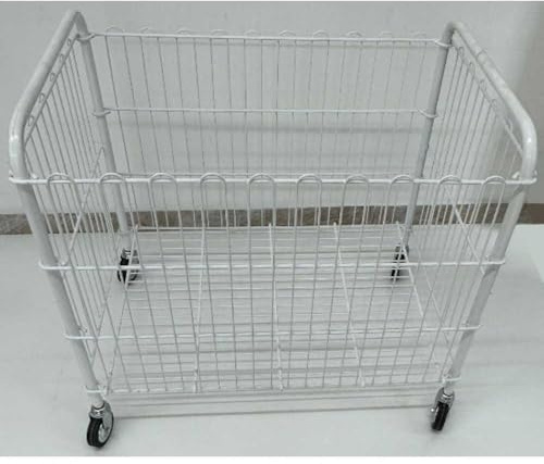 Carrello contenitore pieghevole robusto mm.960x650x740 in tondino di ferro plastificato d.20 cestone rinforzato per lavanderie industriali cesto espositore portabiancheria su ruote