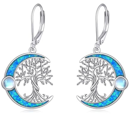 Natur Ohrringe aus 925er Sterlingsilber mit Berg/Kiefern/Lebensbaum Ohrringen Naturschmuck Geschenke für Damen Wanderer Camper Kletterer Liebhaber