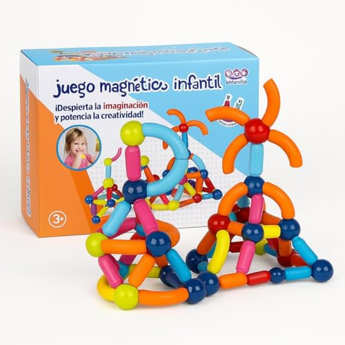 JUGATOYS - Juego de construcción magnético Infantil de 84 Piezas - Bloques magnéticos de Colores para niños y niñas a Partir de 3 años - Fomenta la Creatividad y el Pensamiento lógico
